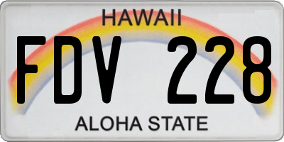 HI license plate FDV228