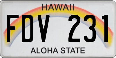 HI license plate FDV231