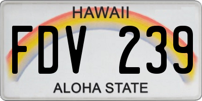 HI license plate FDV239