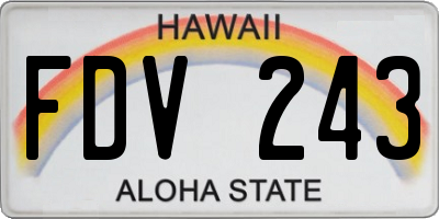HI license plate FDV243