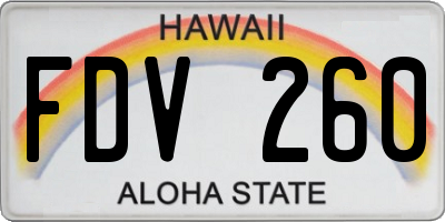 HI license plate FDV260