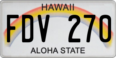 HI license plate FDV270