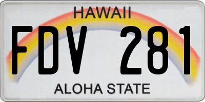 HI license plate FDV281