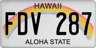 HI license plate FDV287