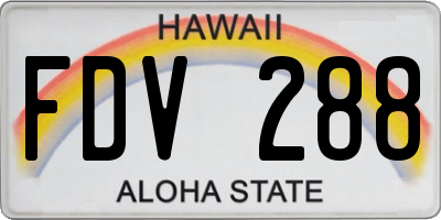 HI license plate FDV288