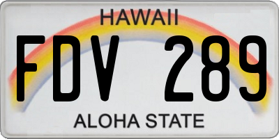 HI license plate FDV289