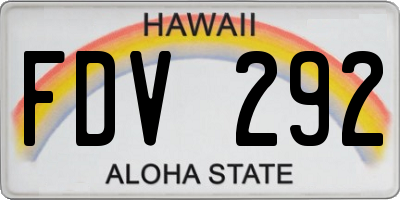 HI license plate FDV292