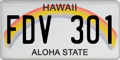 HI license plate FDV301
