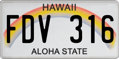 HI license plate FDV316