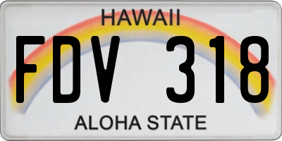 HI license plate FDV318