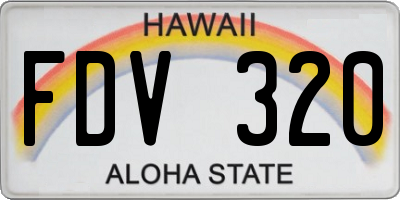 HI license plate FDV320