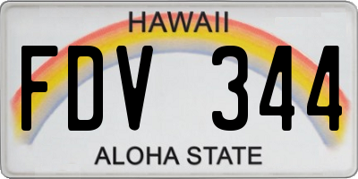 HI license plate FDV344