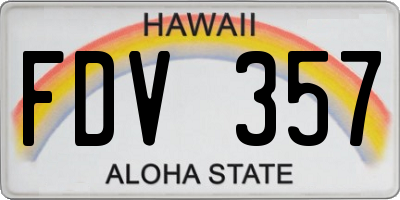 HI license plate FDV357