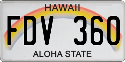 HI license plate FDV360