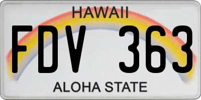 HI license plate FDV363