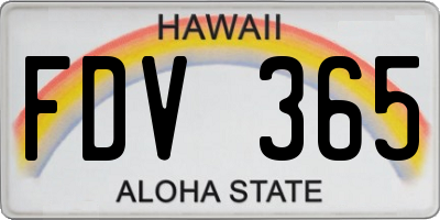 HI license plate FDV365