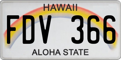 HI license plate FDV366