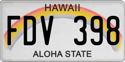 HI license plate FDV398