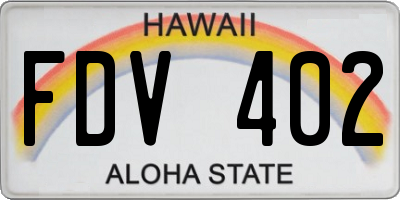 HI license plate FDV402