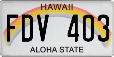 HI license plate FDV403