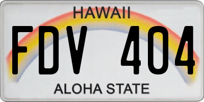HI license plate FDV404