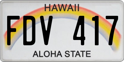 HI license plate FDV417
