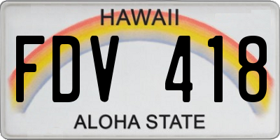 HI license plate FDV418