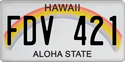 HI license plate FDV421