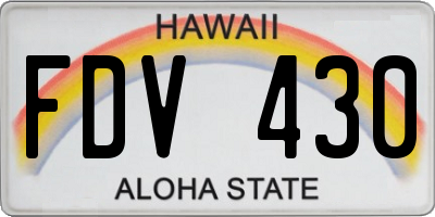 HI license plate FDV430