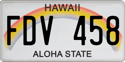 HI license plate FDV458
