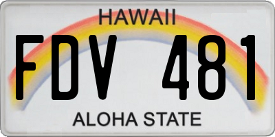 HI license plate FDV481