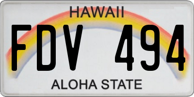 HI license plate FDV494