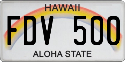 HI license plate FDV500