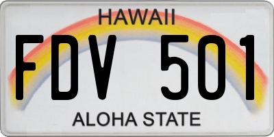 HI license plate FDV501