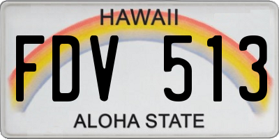 HI license plate FDV513
