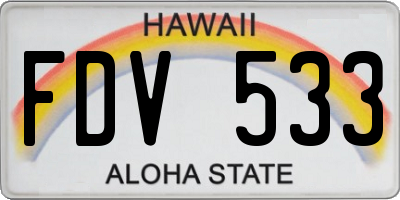 HI license plate FDV533