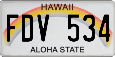 HI license plate FDV534