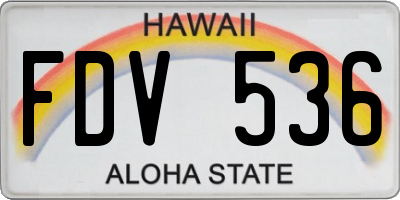 HI license plate FDV536
