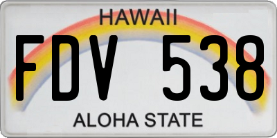HI license plate FDV538