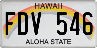 HI license plate FDV546