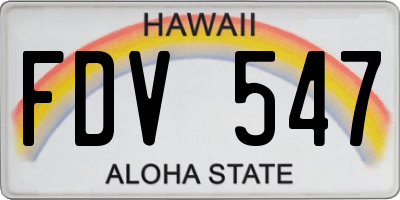 HI license plate FDV547