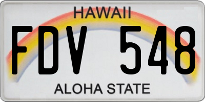 HI license plate FDV548