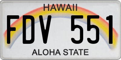 HI license plate FDV551
