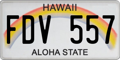 HI license plate FDV557
