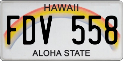 HI license plate FDV558