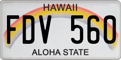HI license plate FDV560