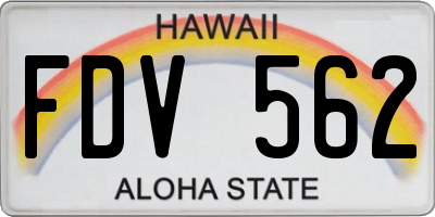 HI license plate FDV562