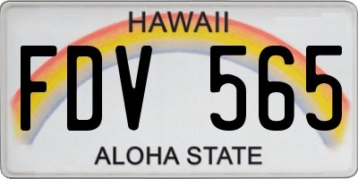 HI license plate FDV565