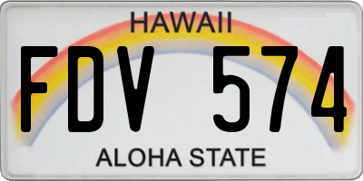 HI license plate FDV574