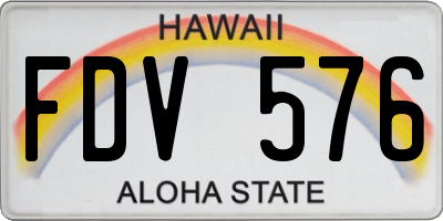 HI license plate FDV576